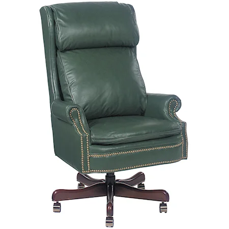 Traditional Executive Swivel Chair with Nailhead Trim